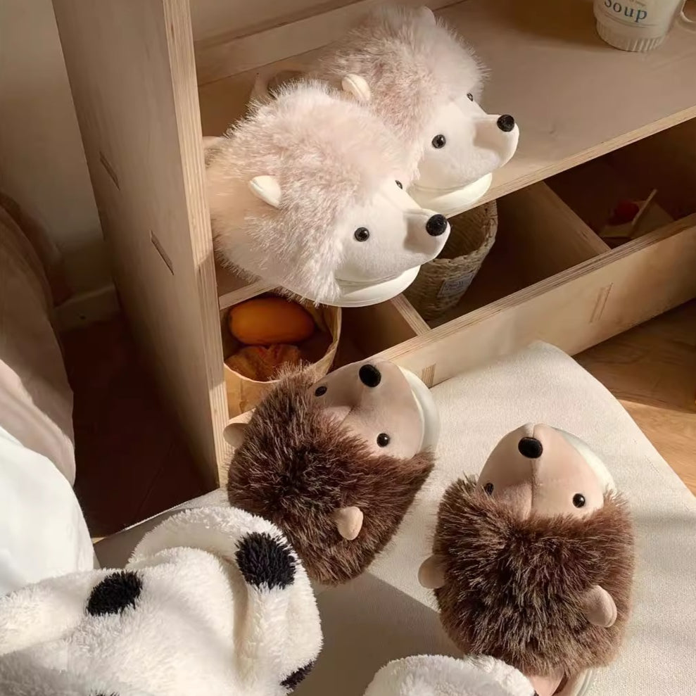Whimsical Hedgehog 3D Plush Slippers