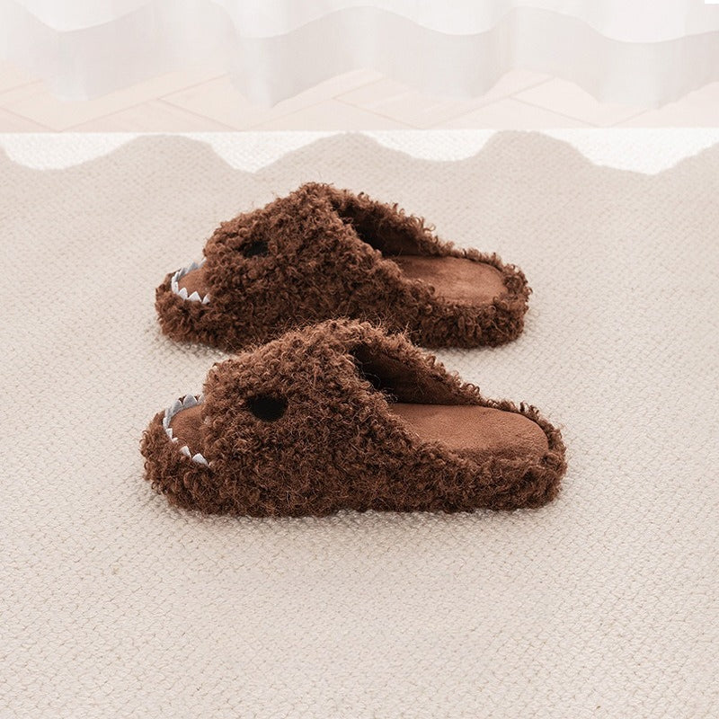 Fuzzy Shark Bite Plush Slippers