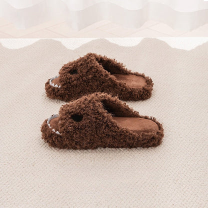Fuzzy Shark Bite Plush Slippers