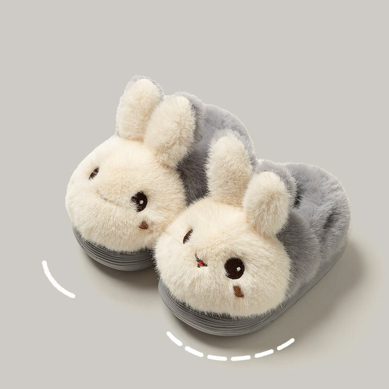 Plush Bunny Bow Kids Slippers