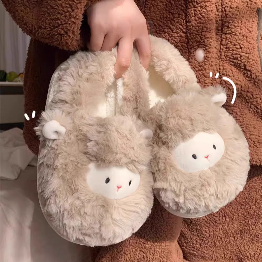 Fluffy Lamb Face Home Slippers
