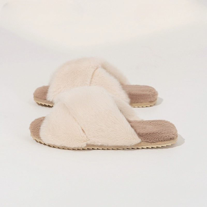 Crisscross Plush Lounge Slippers