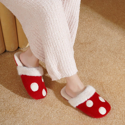 Playful Mushroom Dot Plush Slippers