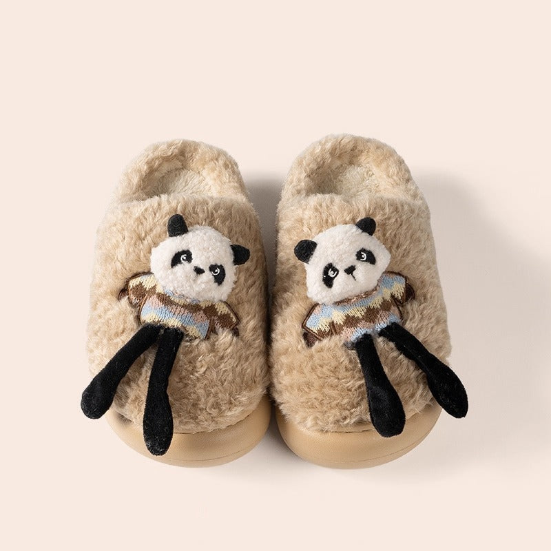 3D Panda Doll Plush Slippers
