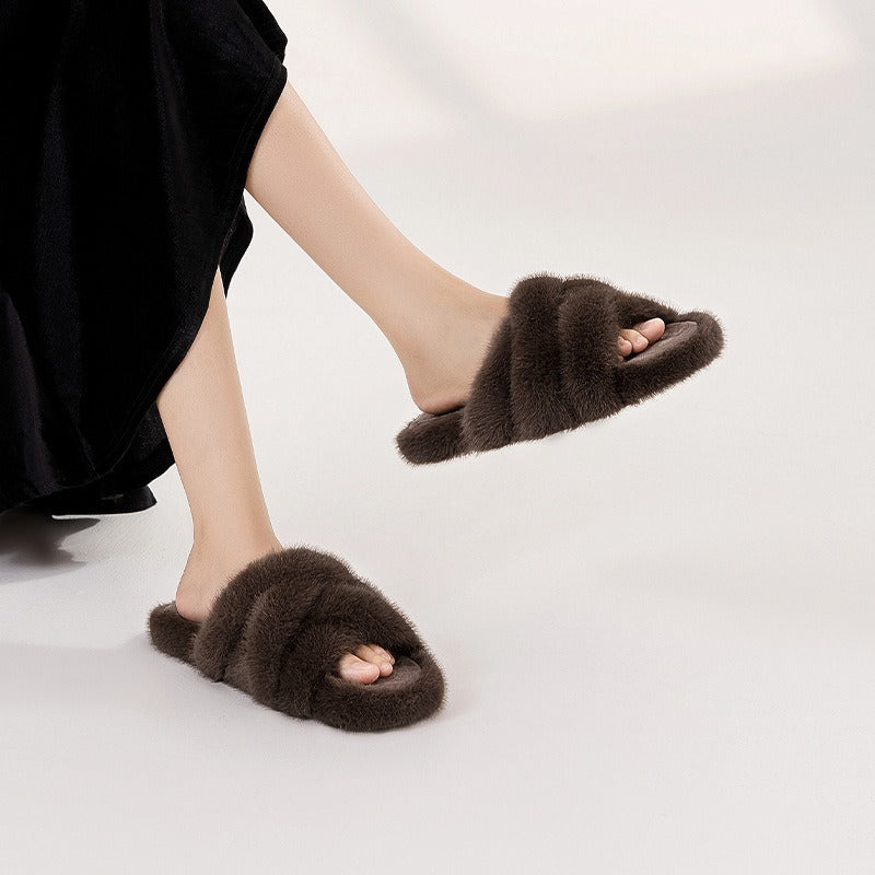 Twist Plush Cross-Band Slippers