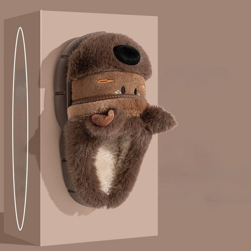 Fuzzy 3D Puppy Winter Slippers