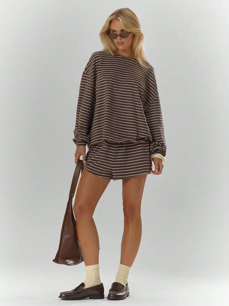 Striped Women's Cozy Oversized 2-Piece Lounge Set
