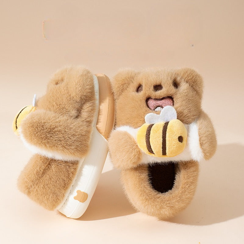 Playful 3D Animal Plush Slippers
