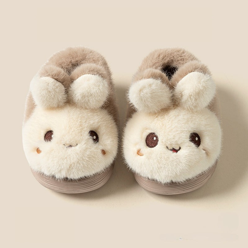 Plush Bunny Bow Kids Slippers