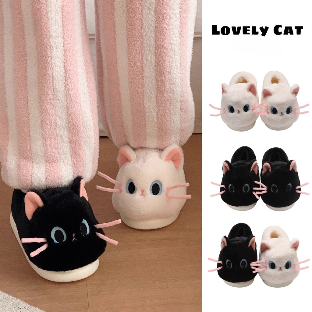 Whiskered Cat Plush slippers