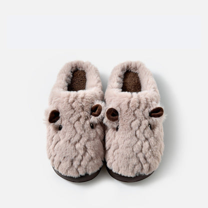 Fleece Animal Face Platform Slippers