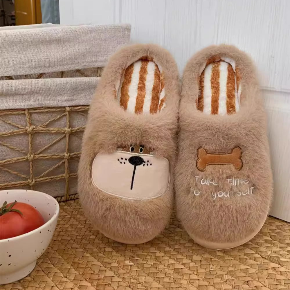 Animal Patch Fuzzy Home Slippers