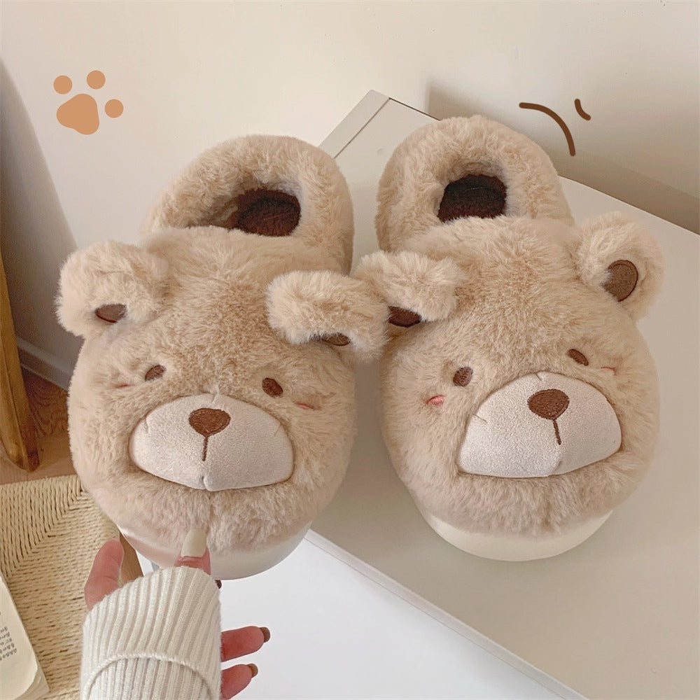 Bear Ears Plush House Slippers