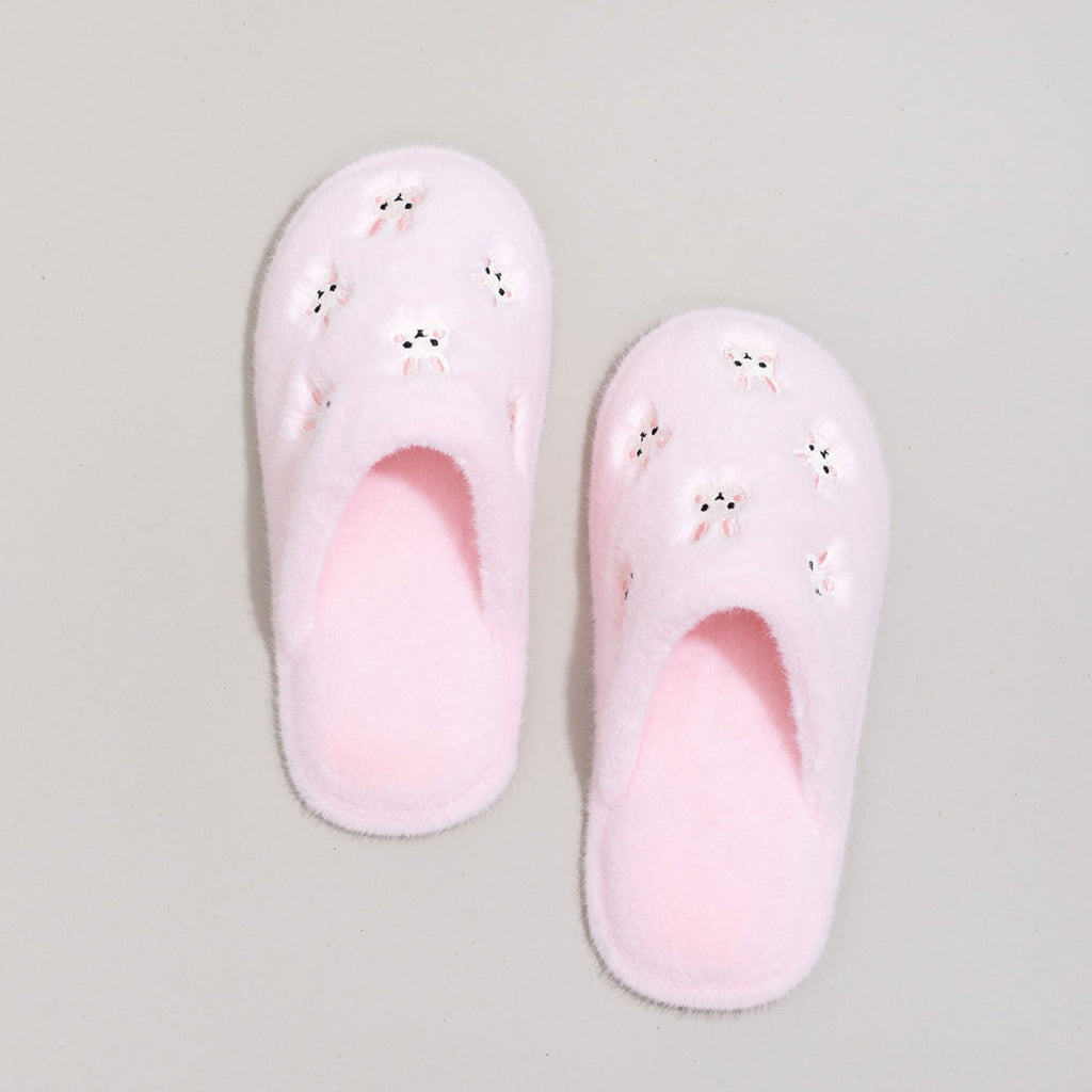 Whimsical Cartoon Embroidered Plush Slippers