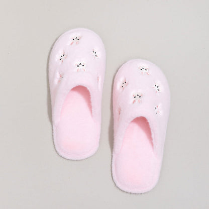 Whimsical Cartoon Embroidered Plush Slippers