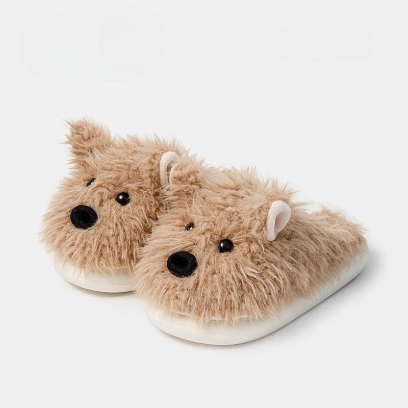 Shaggy Westie Puppy Plush Slippers