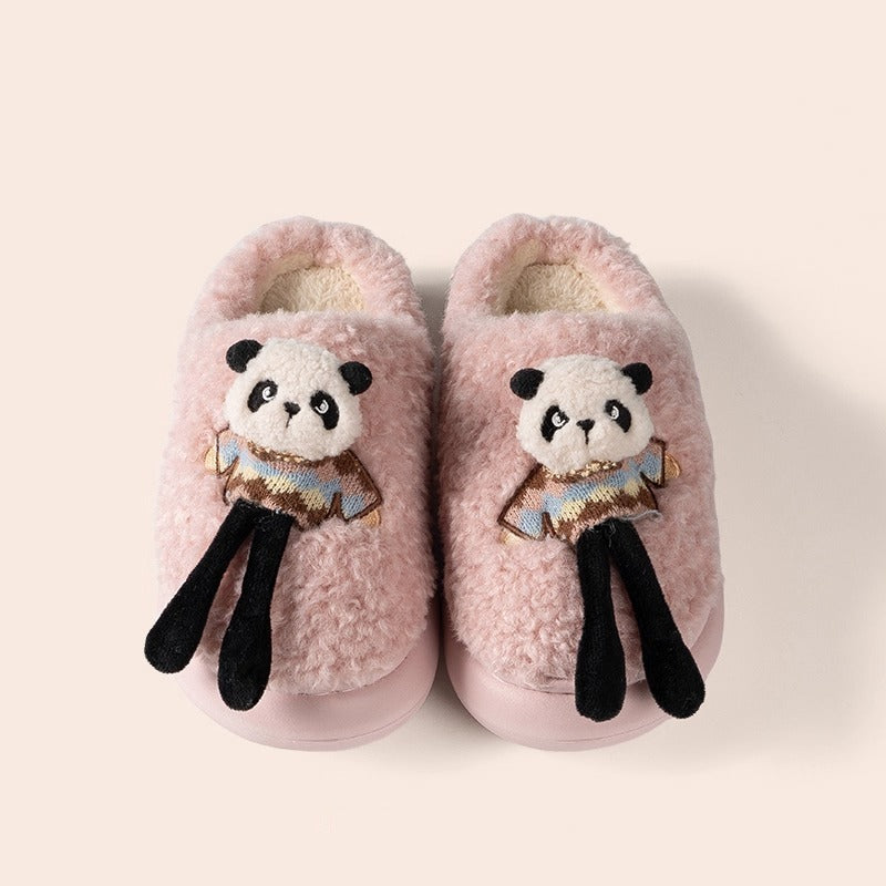 3D Panda Doll Plush Slippers