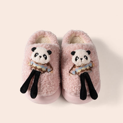 3D Panda Doll Plush Slippers