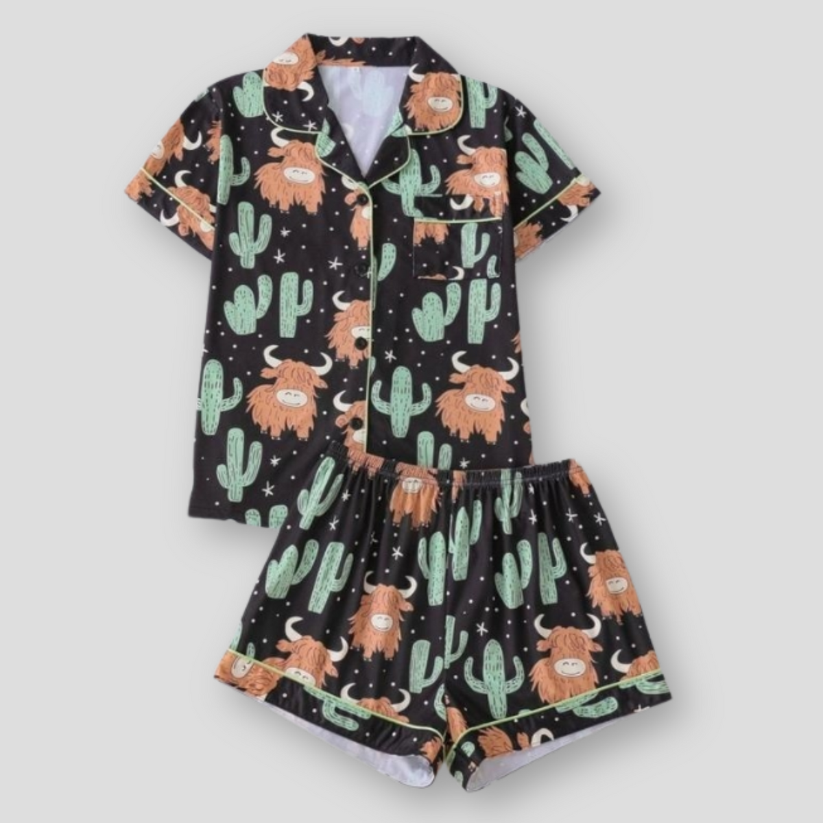 Highland Cow & Cactus Women's Pajama Set