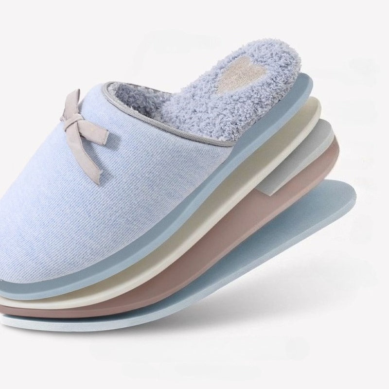 Snug Bow Knot Heart Slippers