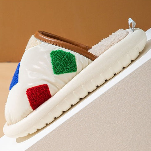 Puffy Geo Patch Indoor Slippers
