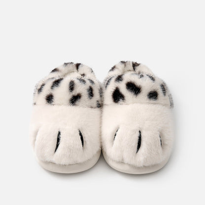 Spotted Cat Paw Fuzzy Slippers