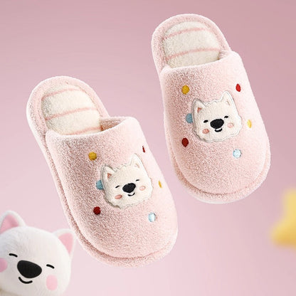 Playful Puppy Dot Plush Slippers