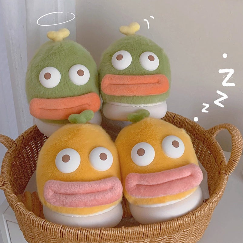 Goofy Big Eye Fish Plush Slippers