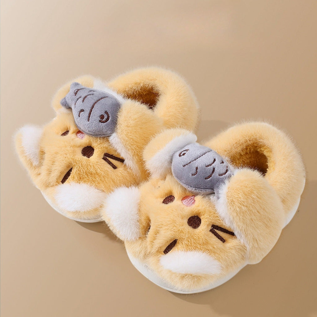 Playful 3D Animal Plush Slippers
