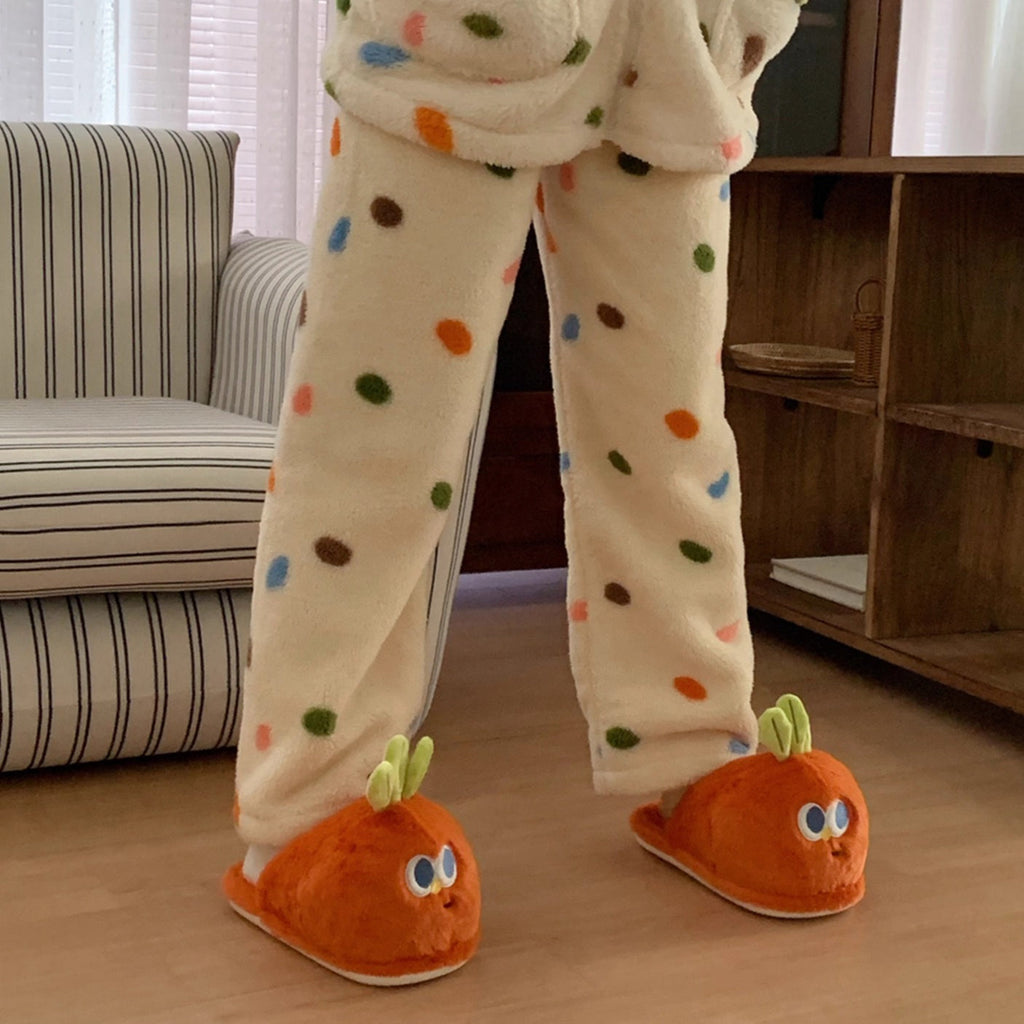 Goofy Carrot Face Plush Slippers