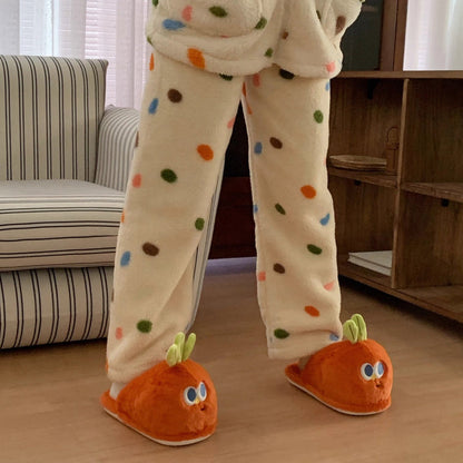 Goofy Carrot Face Plush Slippers