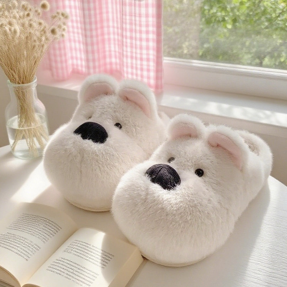 Westie Dog Plush Home Slippers