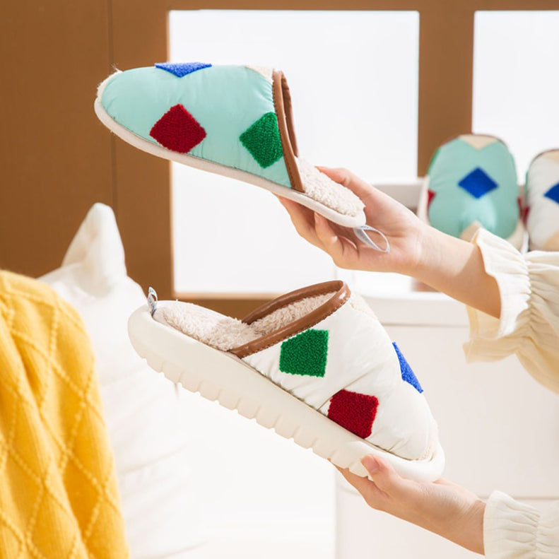 Puffy Geo Patch Indoor Slippers