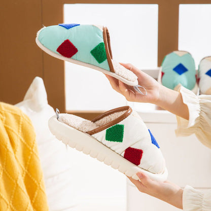 Puffy Geo Patch Indoor Slippers