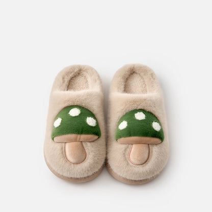 Spotted Mushroom Fuzzy House Slippers