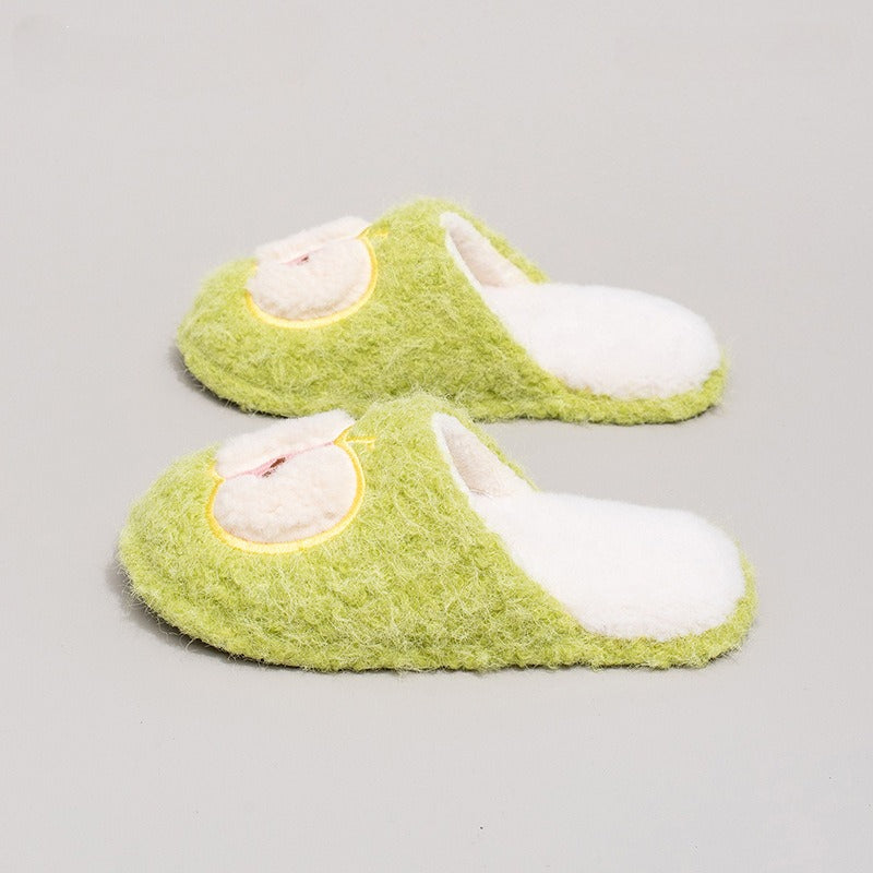 Fuzzy Apple Fruit Plush Slippers