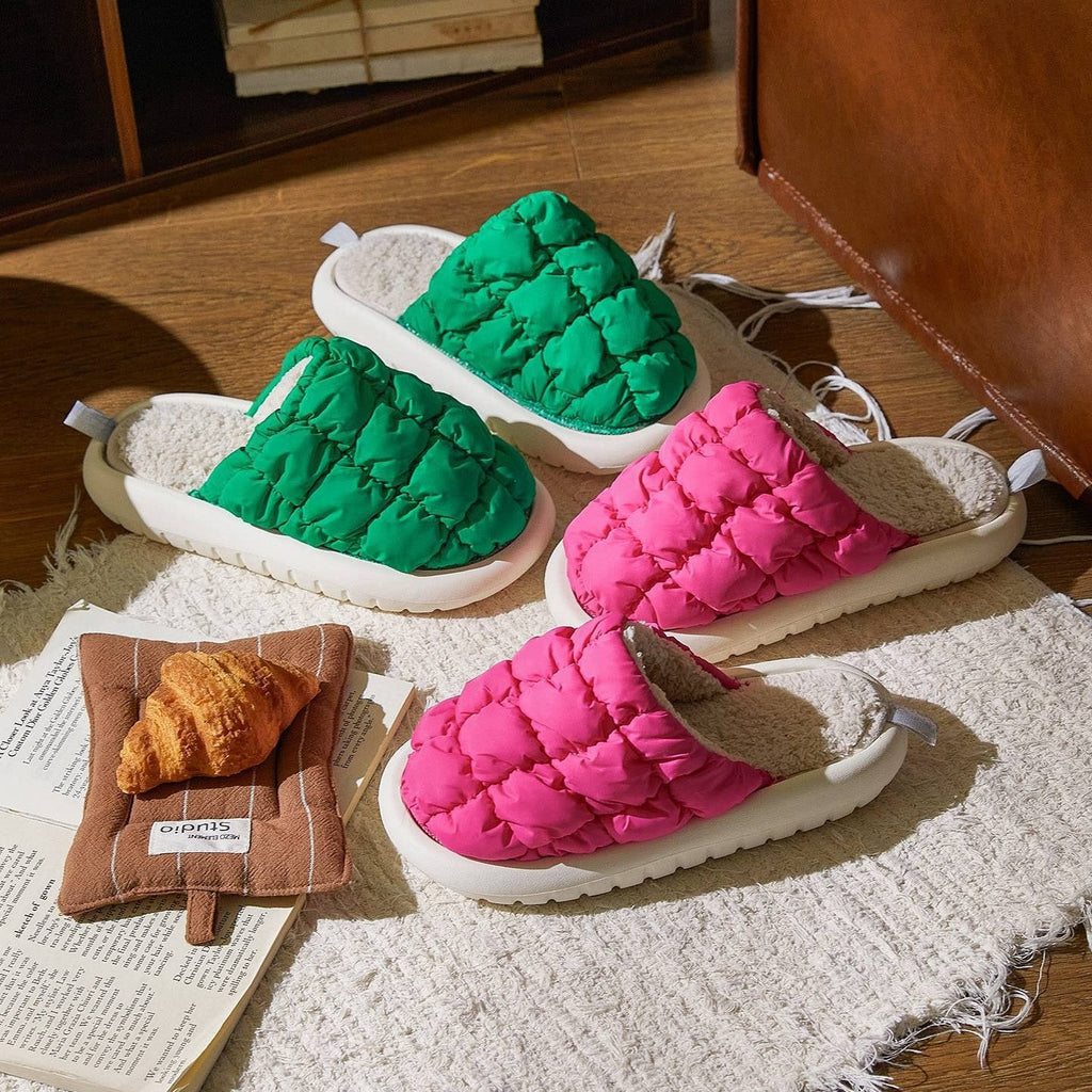 Puffy Checkerboard Home Slippers