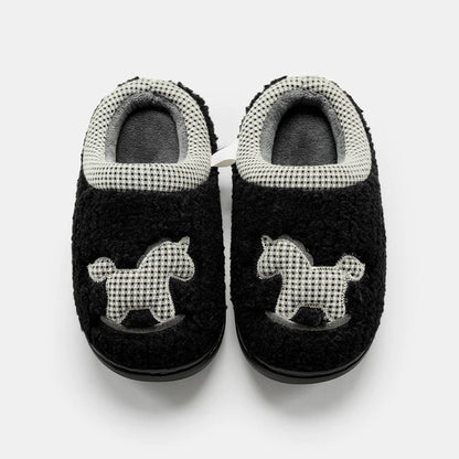 Plaid Rocking Horse Plush Slippers