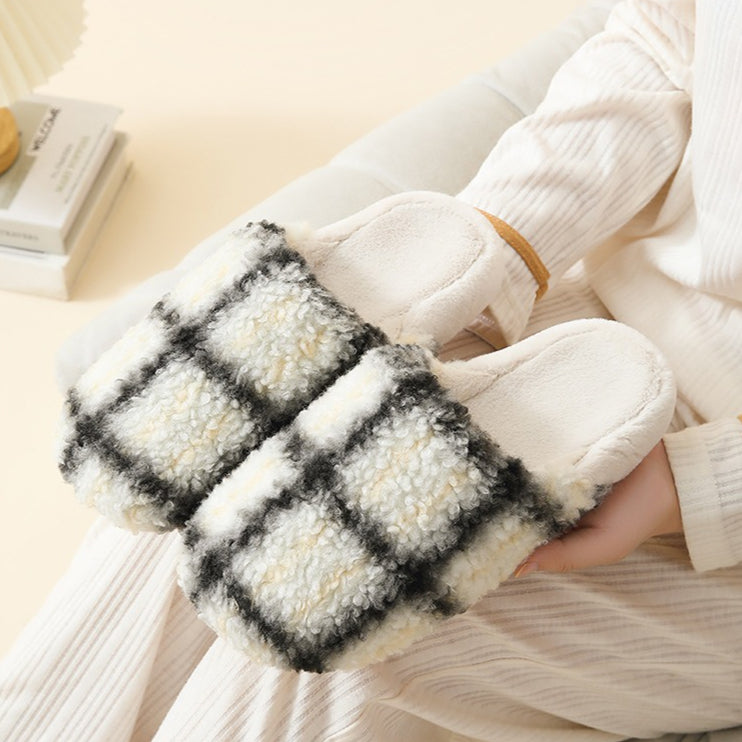 Chunky Check Sherpa Slippers