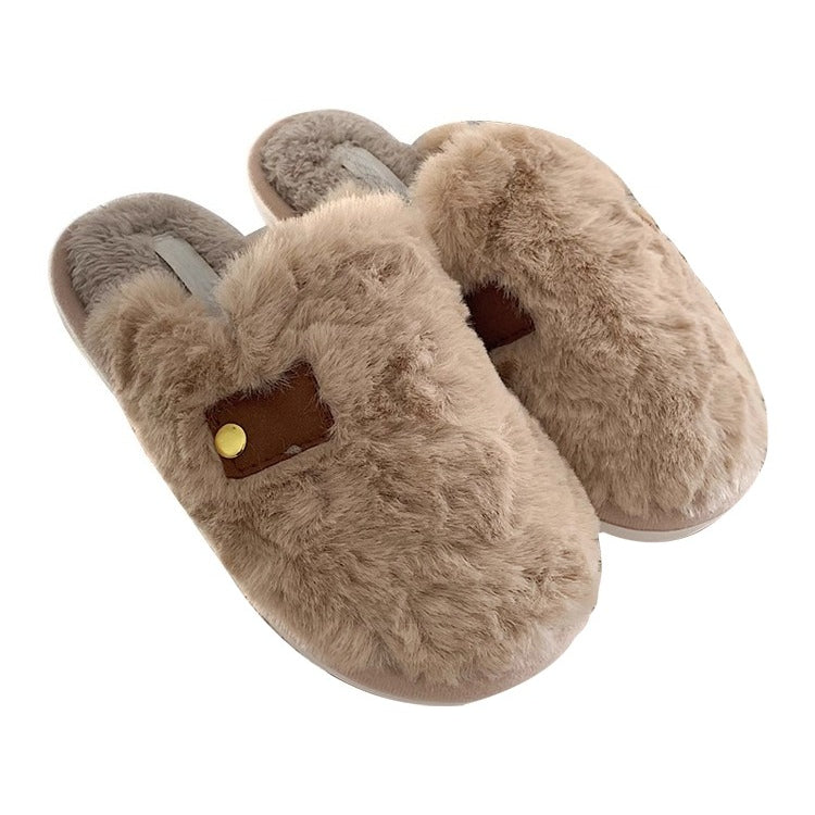 Plush Tab Detail Home Slippers
