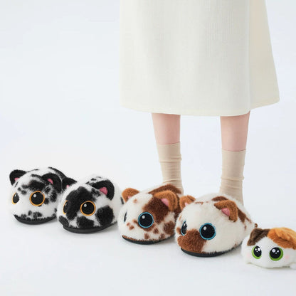 Whimsical Cartoon Cat Plush Slippers