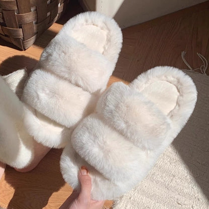 Double Puff Two-Strap Slippers
