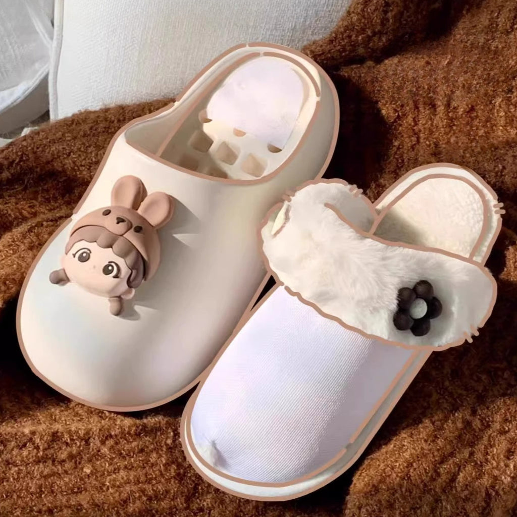 Playful Cartoon Shell Winter Clogs