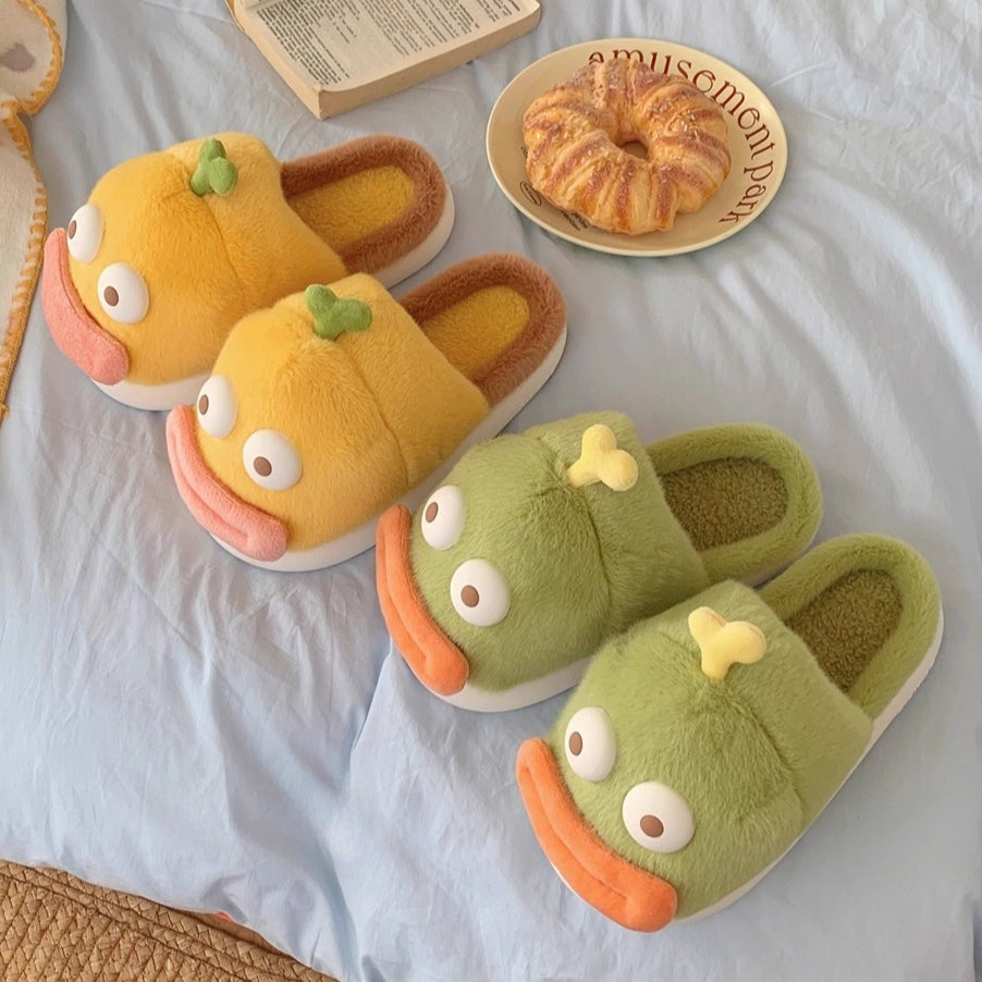 Goofy Big Eye Fish Plush Slippers