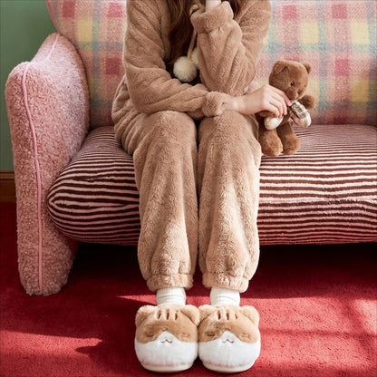 Sleepy Kitty Plush House Slippers