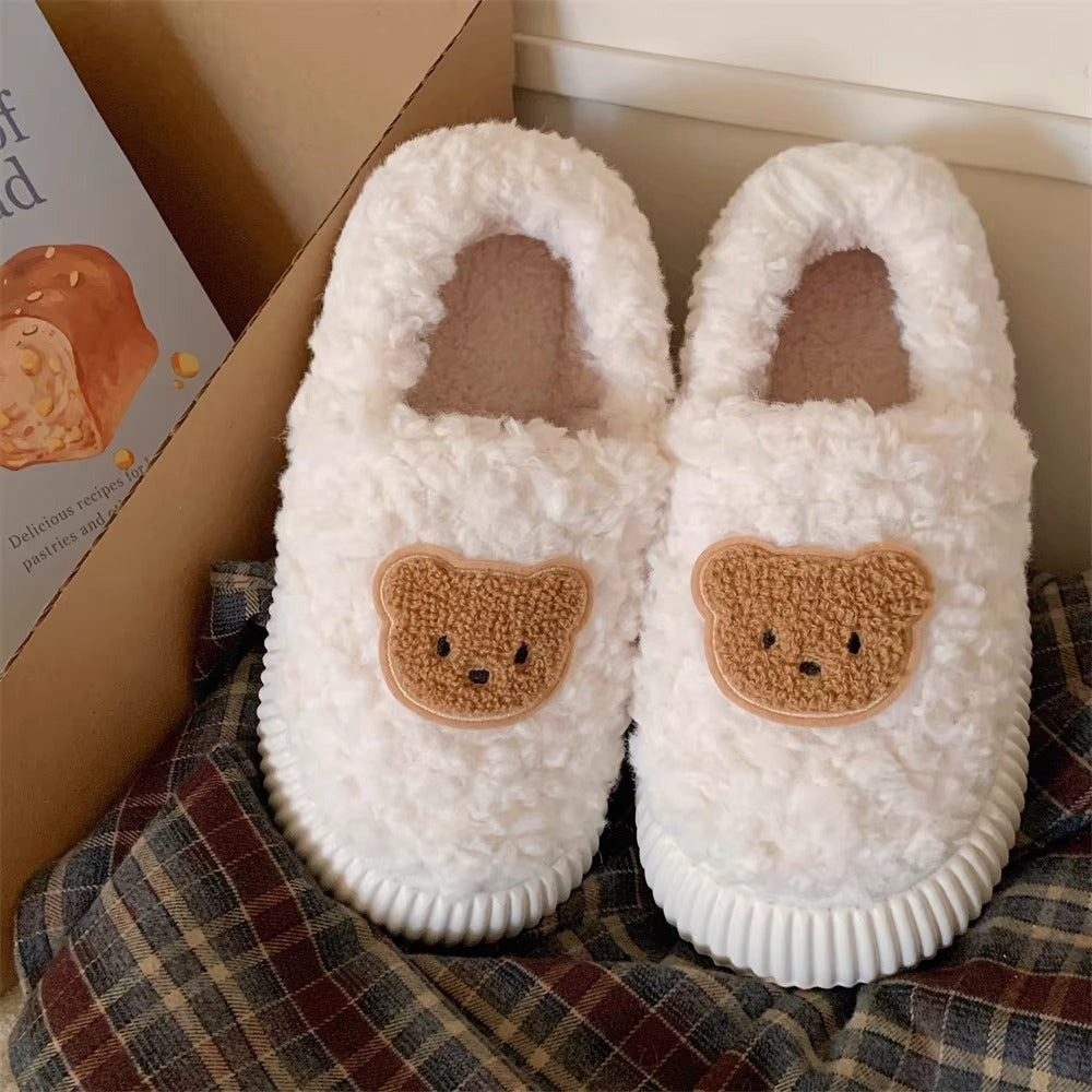 Teddy Patch Fuzzy Lounge Slippers