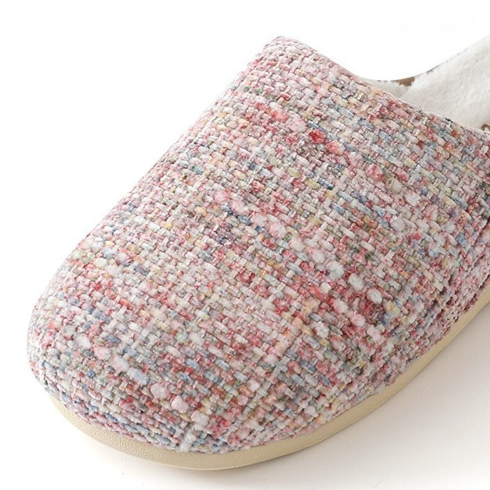 Bouclé Tweed Plush-Lined Slippers