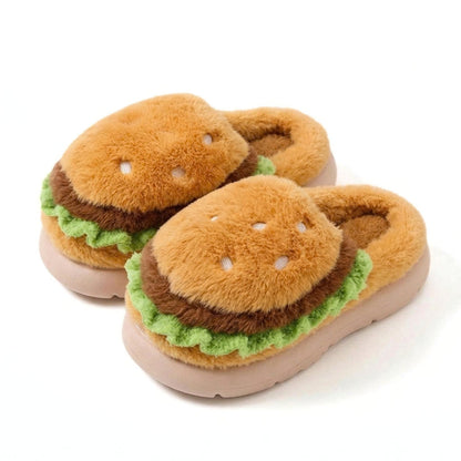 Novelty Plush Hamburger House Slippers
