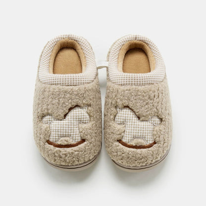 Plaid Rocking Horse Plush Slippers