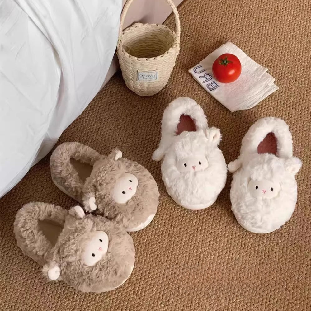 Fluffy Lamb Face Home Slippers